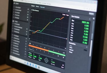 Detailed view of the IONEX display interface under soft, professional lighting. The screen shows a clean UI with real-time data metrics.