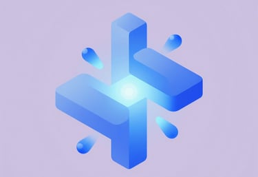 An abstract, artistic photo representing technology and innovation. Soft blue lights and geometric shapes on a pale lavender background. Clean and professional.