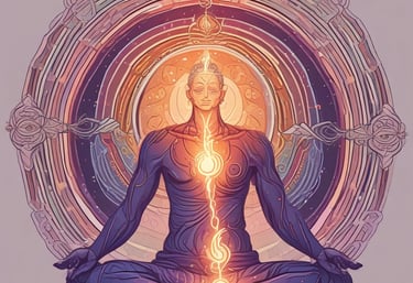 A serene meditation hall bathed in soft natural light with cushions arranged for a group session.