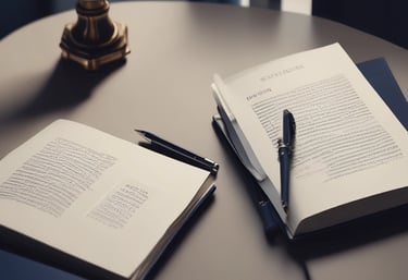 A professional workspace with legal books and a laptop displaying editorialtoletum website.