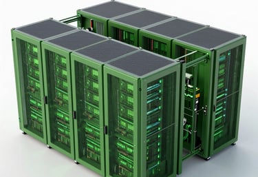 Engineers collaborating over solar panel designs in a bright, modern workspace.