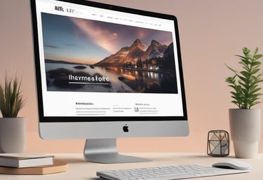 A creative workspace with a laptop displaying a modern website design.