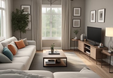 A patient resting comfortably in a hospital bed at home with a single IV pump, inside a cozy living room setting in the USA.