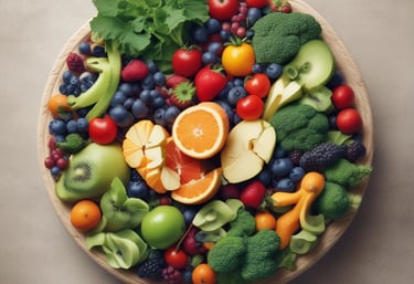 A vibrant display of fresh fruits and vegetables symbolizing healthy nutrition.