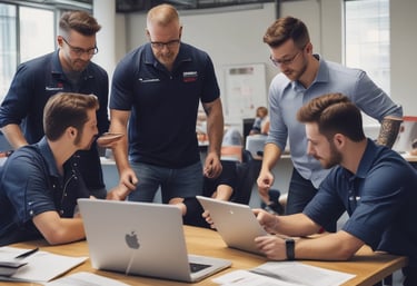 A dynamic team of software developers collaborating on a project.