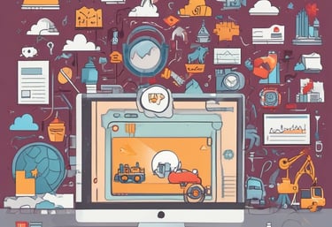 A graph showing rising website traffic with a magnifying glass highlighting SEO keywords.