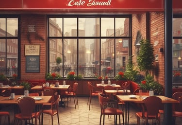 Cozy restaurant interior with customers enjoying fast food near Delhi Airport.