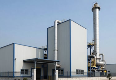 Patrol vehicle driving through a commercial area during nighttime with flashing lights.