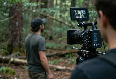 A sleek digital marketing concept with red accents on a black metallic background.