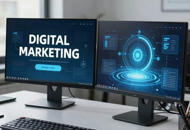 A cinematic camera setup capturing a corporate video scene with dramatic lighting.