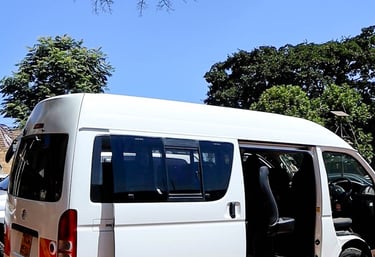White Toyota Hiace at Vanna Ventures' premises for check-up