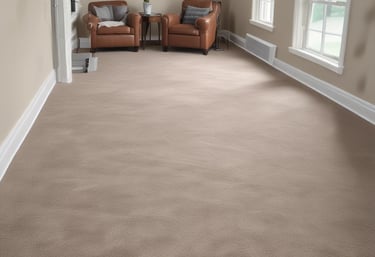 A friendly technician using a truck-mounted carpet cleaner on a plush carpet in a cozy Sherwood Park home.