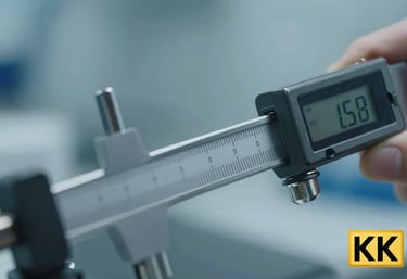 A precise measuring instrument or digital micrometer used for calibration in a laboratory setting with soft blue tones.