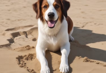 A cozy scene of a happy dog resting comfortably on a soft blanket in a modern home.