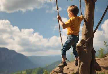 A joyful child confidently leading a group activity in a bright classroom.