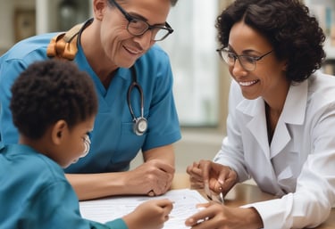A compassionate nurse assisting an elderly patient with home care in a cozy living room.