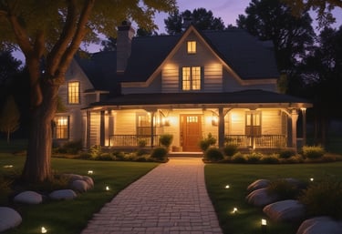 A beautifully illuminated pathway showcasing Glowpath lighting's outdoor fixtures.