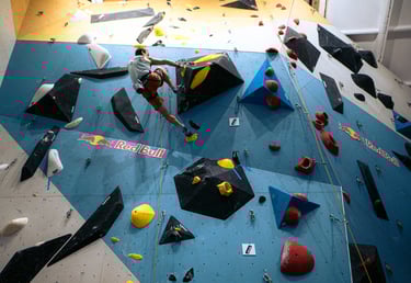 climber lead climbing on a big wall