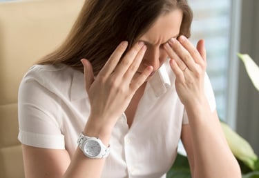 Facial drooping on one side - common symptoms of bells palsy.
