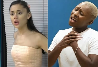 ariana grande y cynthia erivo en sus castings para wicked
