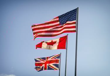 Flags of US, Canada and UK