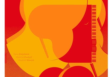 Cartel de Los amores de una rubita que recrea la imagen de una mujer dibujada a través de un piano.