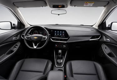 Interior da Chevrolet Montana LTZ 2023 com painel digital e central multimídia