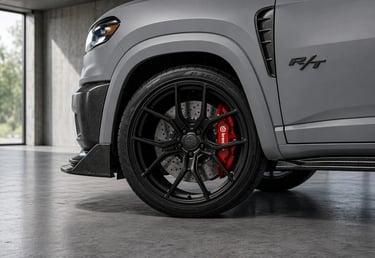 roda esportiva com freio Brembo da RAM Rampage R/T 2027 conceito 300 cv em detalhe