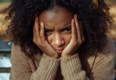 jeune fille noire avec afro, assise sur un banc, le printemps