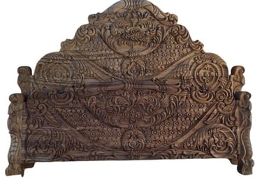 Teak Bed with Cane Weaving β Artistic Furniture Piece