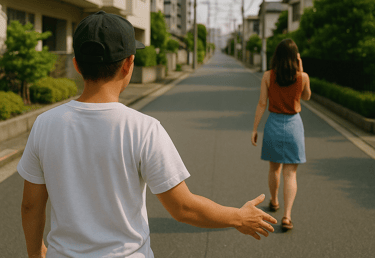 男が女性に近づく様子｜堺市のニュースならサカイタイムズ