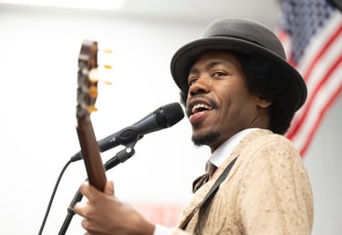 artist Christylez Bacon leads a workshop (credit: Joyce Naltchayan Boghosian)