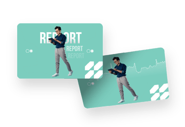 Slide Report Service Grafik - Mann mit Tablet