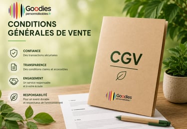 Conditions générales vente goodiespersonnalisables.fr Amboise Tours Paris France