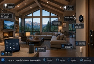 Smart home devices in a Burlington Vermont living room 