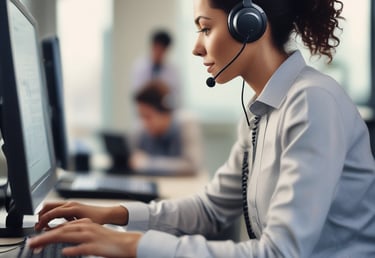 A person happily using a laptop to take an online quiz about TV and internet plans