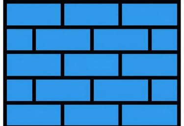 Blue concrete mixer icon on a construction site fence for building and masonry work.