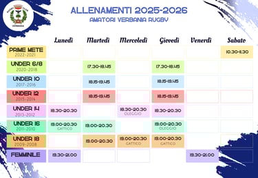 calendario allenamenti