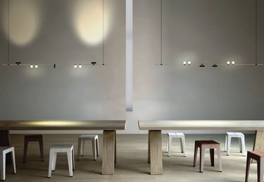 dos mesas comedor iluminadas