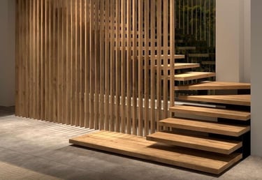 Mamparas de listones verticales para dividir ambientes sin perder luminosidad y diseño estético