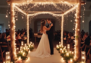 A serene outdoor wedding ceremony with a singer performing beautifully.