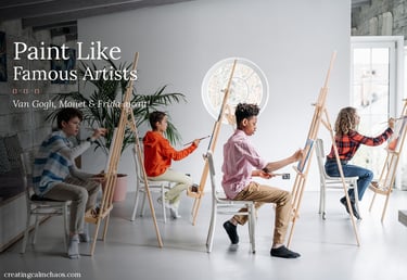 Diverse children in an art class painting on wooden easels during a creative workshop.