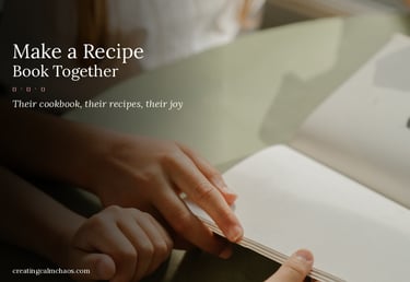 A person flipping through pages to make a personalized DIY recipe book or family cookbook together.