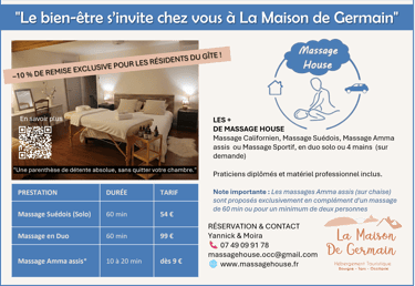 Tarif Massage Housse Partenariat La Maison de germain