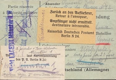 Kriegsgefangenen Kriegsgefangenensendung Kaiserlich Postamt Berlin N 24