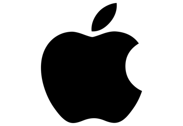 a black and white apple logo on a green background