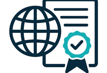 Ícone de gráfico com seta de tendência positiva representando cálculo e validação do desempenho ener