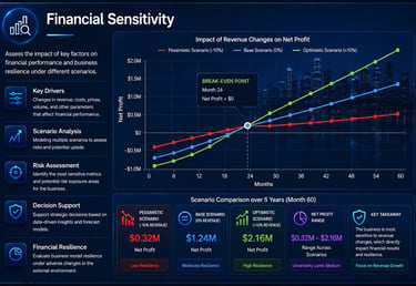 Financial Sensitivity for E-2 Visa Business Plan — scenario analysis of revenue changes, cost fluctu