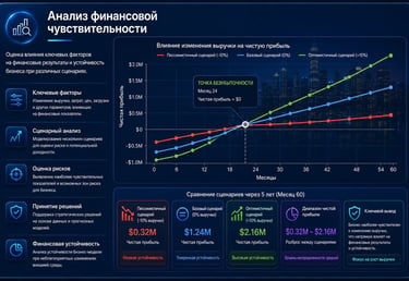 Financial Sensitivity Проверка влияния изменений revenue, costs и market conditions на устойчивость 
