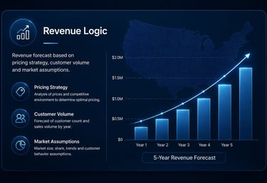 Revenue Logic for E-2 Visa Business Plan — revenue forecast, pricing strategy, customer volume analy